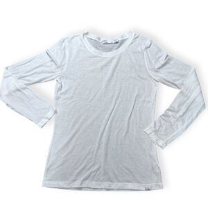 PRANA Women’s White Long Sleeve Ribbed Organic Cotton Blend Top Size XS